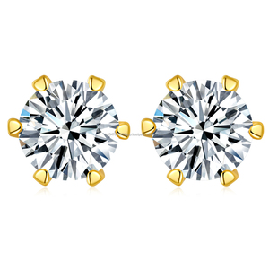 Unisex 14K Solid Gold Plated Solitaire Stud Earrings IGI Certified VVS Moissanite Diamond Brilliant Cut Cute Party Wedding Gift - Product Image 5