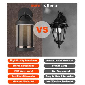 Lámpara de pared LED clásica impermeable IP65, iluminación redonda, aplique de pared para exteriores, linterna 32333 - Product Image 5