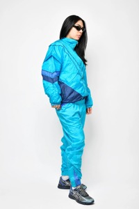 Unisex <b>Blue</b> Color Blocking Bomber Jacket Windproof Zipper Closure Sporty Style Polyester <b>Material</b> Autumn Wear - Product Image 6