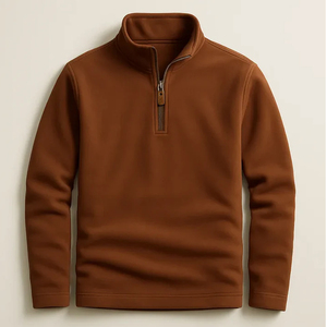 Custom Men's <b>Mock</b> <b>Neck</b> Half Zip Sweatshirt Oversized Plain Cotton Fleece Streetwear Casual <b>Top</b> - Product Image 5