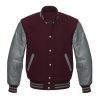 Custom <b>Men</b> Grey Wool Varsity <b>Jacket</b> with Black Leather Sleeves – Letterman Baseball <b>Jacket</b>, College Outerwear Manufacturer - Product Image 3