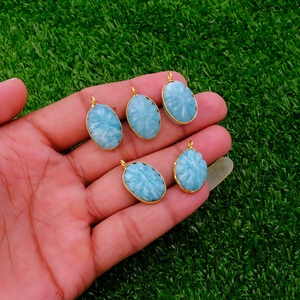 จี้หินควอตซ์ประดับพลอยคาลซิโดนีที่ทำด้วยมือจี้ทองรูปวงรีที่กำลังเป็นที่นิยมใช้ทำเครื่องประดับแฟชั่น - Product Image 5