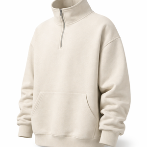 Wholesale Custom Oversized Quarter <b>Zip</b> Hoodie 100% Cotton - OEM Manufacturer in Bulk - Product Image 3