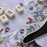 NOUVEAU Tapis de Mahjong Américain en Néoprène 33 pouces Antidérapant Hiver Motif Ski Housse de Table Carrée pour Soirées Jeux Cadeaux pour Femmes
