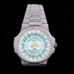 Wholesale <b>Square</b> Moissanite <b>Watch</b> With Stainless Steel Band ETA Movement And Iced Out Hip Hop Design - Product Image 3