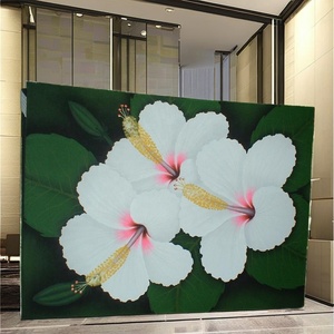 Pintura en lienzo de paisaje de Bali de alta calidad, acuarela realista hecha a mano con flores, Material Premium - Product Image 1
