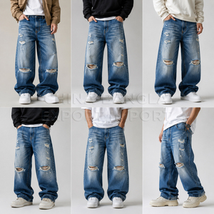 Jeans en denim pour hommes à faible MOQ, couleur unie, indigo délavé, en coton, fabricant de jeans du Bangladesh, vente en gros, lot de surplus - Product Image 1