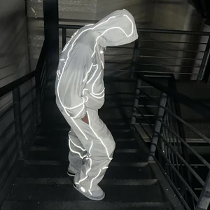 Conjunto Deportivo Informal de Invierno Personalizado, Chaqueta Unisex, Pantalones Deportivos, Cortavientos Reflectante Reversible - Product Image 2