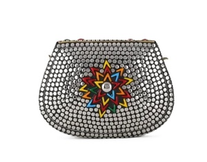 Gold-Plated Zinc Alloy Clutch <b>Bag</b> With Silver <b>Studs</b> And Circular Pattern Fashion Handbag - Product Image 4