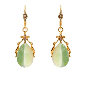 ต่างหูแฟชั่น925รูปหยดน้ำเงินสเตอร์ลิงประดับทองธรรมชาติแบบห้อย - Product Image 1