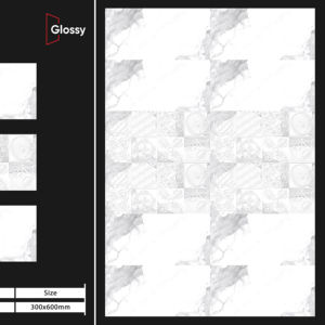 กระเบื้องพอร์ซเลนเคลือบเงาคุณภาพพรีเมียม ขนาด 30x60 ซม. ให้พื้นผิวสวยงามโดดเด่นและโครงสร้างแข็งแรงทนทานสำหรับการใช้งานในชีวิตประจำวัน - Product Image 1