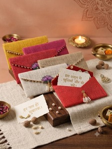Enveloppes à argent en acrylique artisanales en gros, motif lotus rose décoratif, perles et pompons, cadeaux de mariage et d'anniversaire - Product Image 4