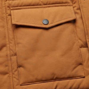 Parka à capuche marron pour homme avec poches, fermeture éclair, décontractée, résistante à l'eau, en toile, épaisseur standard, longueur longue, coupe droite - Product Image 5
