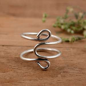 SHYAM JEWELRS Anillo de Plata de Ley 925 Hecho a Mano, Chapado en Plata, para Artritis, Diseño Curvo Pulido de Lujo, Ajustable - Product Image 1