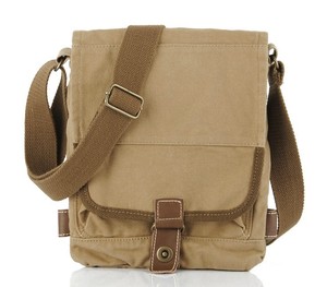 Sac messager en toile kaki, sac à bandoulière, grande capacité, fermeture éclair, portable, en polyester, pour le bureau, les voyages et le quotidien - Product Image 1