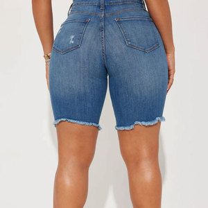 Shorts en jean pour femme à prix d'usine, décontractés, de haute qualité, taille haute, personnalisés, coupe droite, été, séchage rapide, imperméables, délavés - Product Image 6