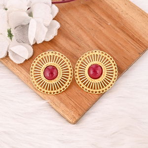 Pendientes Elegantes de Rubí Corindón con Baño de Oro, Joyería Artesanal de Moda para Mujer - Product Image 2