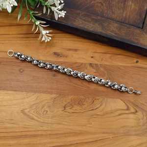 สร้อยข้อมือเงินรูปหัวกะโหลกสำหรับผู้ชาย สไตล์โกธิคพังก์ สร้อยข้อมือแบบเชื่อมต่อ ทำจากสแตนเลส เครื่องประดับแฟชั่น - Product Image 3