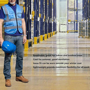 Gilet de sécurité utilitaire respirant en tissu polyester 120 à 160 GSM, multi-poches, bandes réfléchissantes, logo personnalisé, étiquette privée, vente en gros - Product Image 5