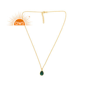 Collier avec pendentif en argent sterling de qualité supérieure plaqué or 18 ct avec émeraude naturelle et corindon, fabricant de bijoux fins Demi - Product Image 4