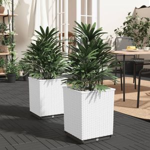 Ensemble de 2 pots et jardinières en polypropylène blanc 11,8x11,8x14,6 pouces - Product Image 1
