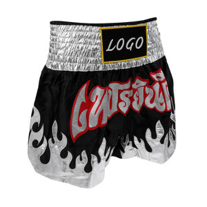Pantalones Cortos Deportivos de Artes Marciales con Estampado Tejido en la Parte Delantera, Cintura Elástica, para Entrenamiento Profesional y Sparring, Secado Rápido, para Muay Thai - Product Image 4
