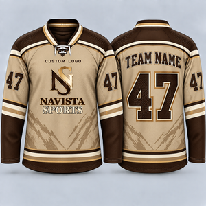 Maillot de hockey sur glace cousu de qualité supérieure, logo personnalisé, respirant, séchage rapide, uniforme d'équipe, maillot de hockey sur glace pour hommes, sublimation sportive - Product Image 1