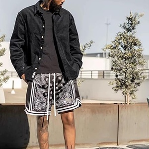 Shorts de sport pour hommes en polyester double couche à séchage rapide, style imprimé dentelle avec logo personnalisé, haute qualité, été - Product Image 6