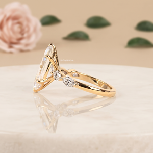 Anillo de Compromiso de Plata de Ley 925 con Moissanita de Corte Marquesa, Chapado en Oro, con Piedra Lateral en Forma de Pera, Joyería Nupcial para Mujer - Product Image 4