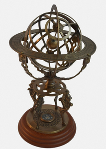 Esfera Armilar de Latón Antiguo Fundido, Decoración de Escritorio de Metal, Escultura de Globo Astronómico para Biblioteca, Hogar u Oficina - Product Image 4