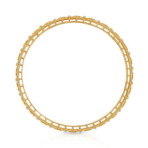 กำไลทองรูปวงรีลายคลื่นประดับเพชรแล็บโกรว์ - Product Image 3