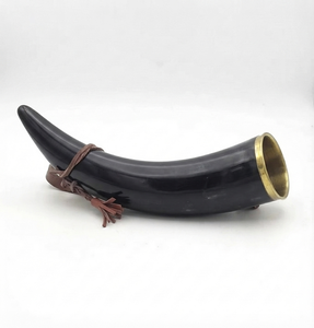 Handmade Eco-Friendly Buffalo Horn Drinking <b>Cup</b> Natural Shape Polished Leather Strap Rustic Art Collectible Form REHMAN CRAFT - Product Image 5