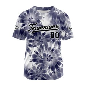 เสื้อเบสบอลลายมัดย้อม พิมพ์ชื่อและหมายเลขตามสั่ง ผ้าโพลีเอสเตอร์ระบายอากาศ แขนสั้น สำหรับผู้ใหญ่ทุกเพศ ทุกฤดู - Product Image 2
