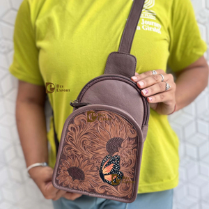 Sac à bandoulière en cuir véritable de haute qualité, sculpté et travaillé, élégant et tendance, sac de voyage, facile à transporter, multi-usages - Product Image 1