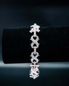 925 Silver Moissanite Cuban Link <b>Bracelet</b> Rose <b>Gold</b> Plated Cross <b>Infinity</b> Chain Bangle Brilliant Cut Unisex Jewelry - Product Image 3