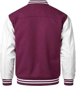 Blouson universitaire personnalisé OEM, mode hiver, coton/polyester, broderie rose, polaire, style bomber, universitaire, baseball, Letterman, logo frontal - Product Image 6