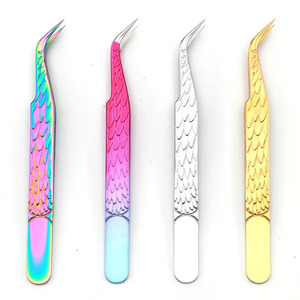 Pince à épiler antistatique en acier inoxydable pour extensions de cils, design incurvé et droit de précision industrielle, longueur 10 mm, pointe lisse pour - Product Image 3