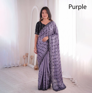 Sari Indio de Diseño Elegante y Moderno, Sari de Georgette de Primera Calidad para Mujer, para Fiestas y Bodas, Precio al por Mayor - Product Image 1