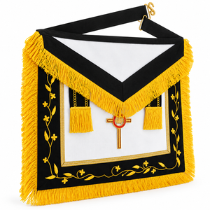 Badge maçonnique Royal Arch brodé en cuir, tissu blanc résistant à l'eau, bordure noire, franges jaunes, croix, insignes cérémoniels - Product Image 4
