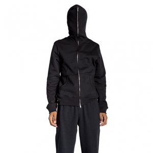 Full Zip up <b>Face</b> Hood Washed <b>Men</b> Heavy Soft Hoodies Custom Embroidery Premium Hoodie Organic Cotton <b>Masked</b> Hoodies - Product Image 3
