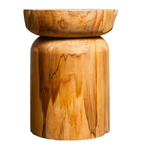 ARTERRA Luxury Rustic Teak Natural Cylinder <b>Stool</b> Handcrafted Wood Seating Warehouse Hotel Lounge Accent - Product Image 2