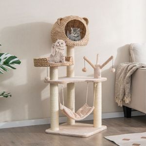 Albero Multi-livello del gatto con le palle appese rotabili e l'amaca del condominio per graffiare e giocare - Product Image 1