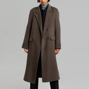 Winter <b>Collarless</b> Long <b>Women's</b> Wool Coats <b>Women</b> <b>Jacket</b> - Product Image 6