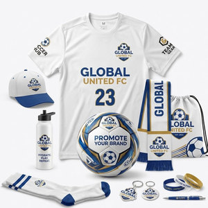 Kit promotionnel tout-en-un pour supporters de football avec maillot, écharpe, casquette, ballon de foot et drapeau pour les fans de football et les célébrations en stade - Product Image 1