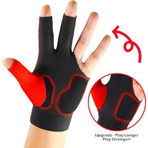 Three Finger Snooker Gloves Nylon Spandex Blend Breathable Open Thumb Index Design Pool Cue - Product Image 4