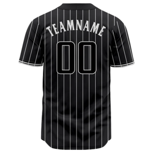 Black Pinstripe Baseball Jersey Short Sleeve Button <b>Down</b> Custom Team Uniform Breathable Polyester Athletic Sports Shirt - Product Image 3