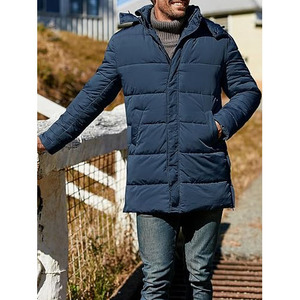 Manteau d'hiver pour homme, veste matelassée extra longue, imperméable, parka épaisse, vêtements d'extérieur isolés avec capuche amovible, chaud pour le temps froid - Product Image 5