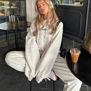 Women's Solid Color Hooded Tracksuit Set Loose Fit Full Sleeve Casual Sweatshirt and Elastic Waist <b>Pants</b> 2 Piece Outfit Autumn - Product Image 5