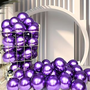 Confezione da 100 Palloncini in Lattice Metallizzato Viola da 5 Pollici, Piccoli-Medi, Lucidi Cromati per Matrimoni, Compleanni, Palloncini Spessi per Feste - Product Image 1