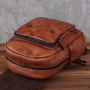 Mochila de cuero genuino de alta calidad para uso unisex, logotipo impreso personalizado de primera calidad, nueva mochila de diseño de moda. - Product Image 4